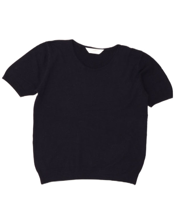 St Michael Womens Crew Neck Jumper πουλόβερ UK 16 Large Navy Blue