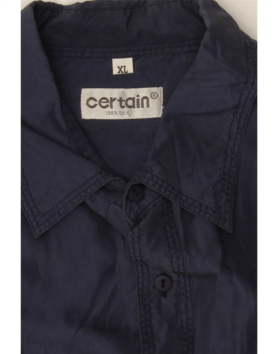 Vintage ανδρικό πουκάμισο XL Navy Blue Silk