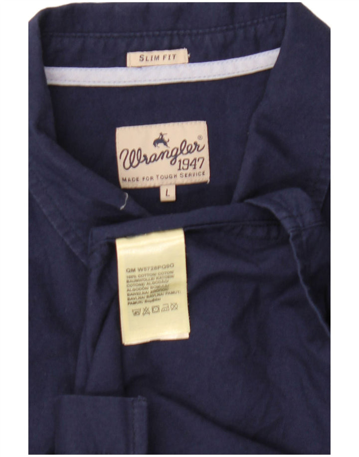 Ανδρικό πουκάμισο Wrangler Slim Fit μεγάλο μπλε ναυτικό βαμβακερό