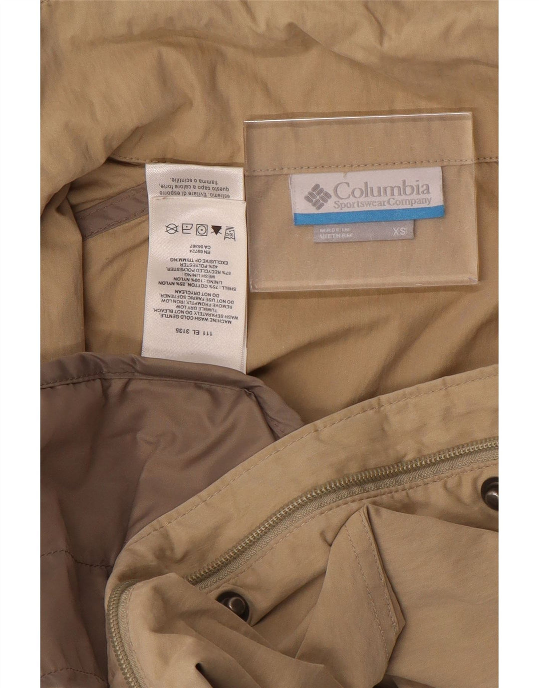 COLUMBIA Γυναικείο Bomber Jacket με κουκούλα UK 6 XS Μπεζ βαμβακερό