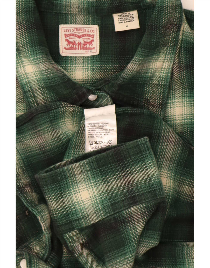 Γυναικείο φανελένιο πουκάμισο Levi's UK 14 Μεσαίο πράσινο βαμβακερό καρό