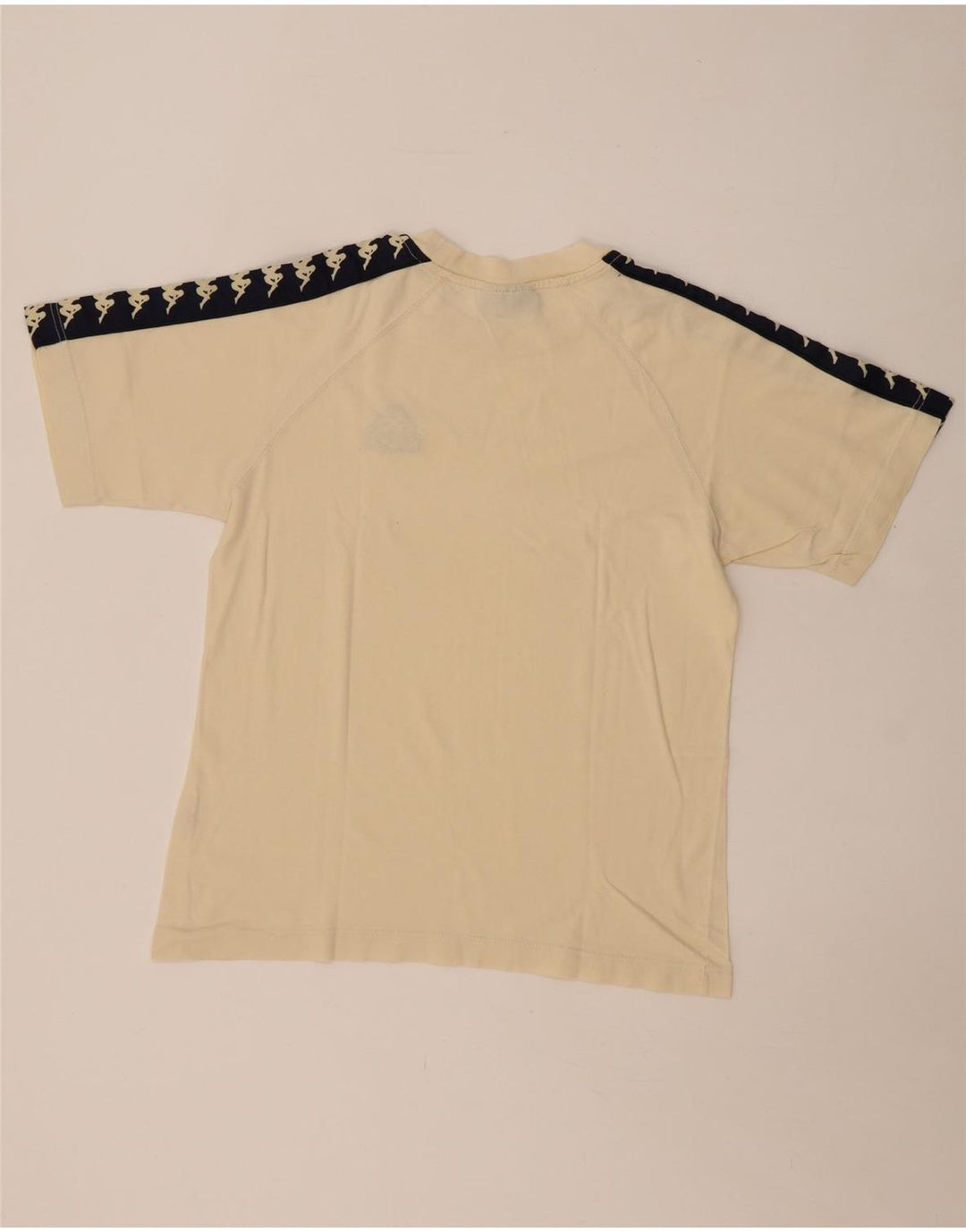 KAPPA Ανδρικό γραφικό T-Shirt Top Small Beige Colourblock Βαμβακερό