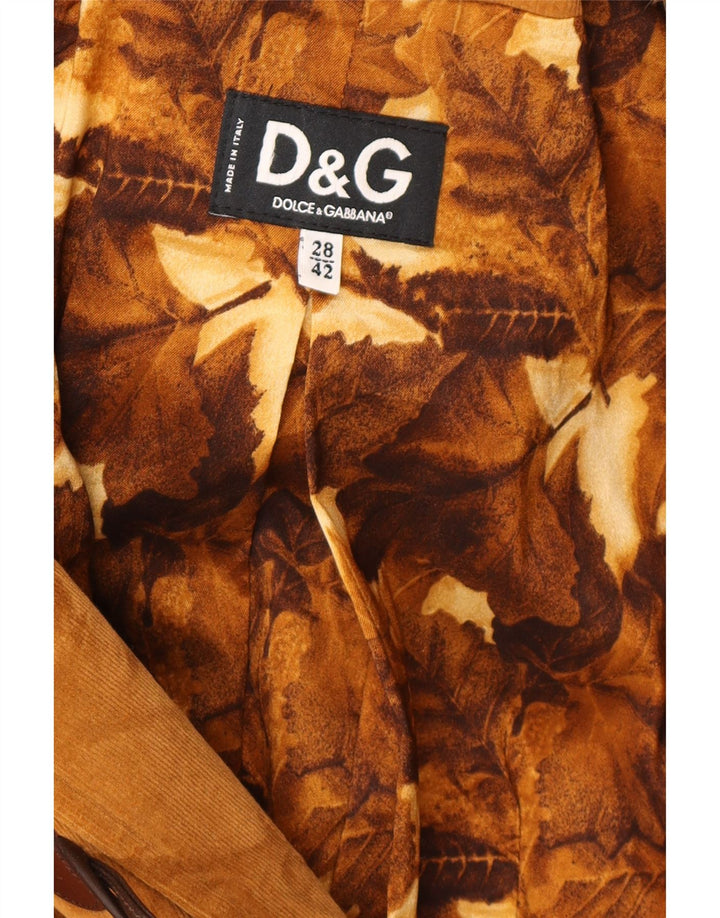 Γυναικείο παλτό Dolce & Gabbana με κουκούλα κοτλέ Duffle IT 42 Μεσαίο καφέ