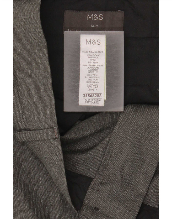 Marks & Spencer Ανδρικό παντελόνι Chino Slim Fit W34 L31 Grey Polyester