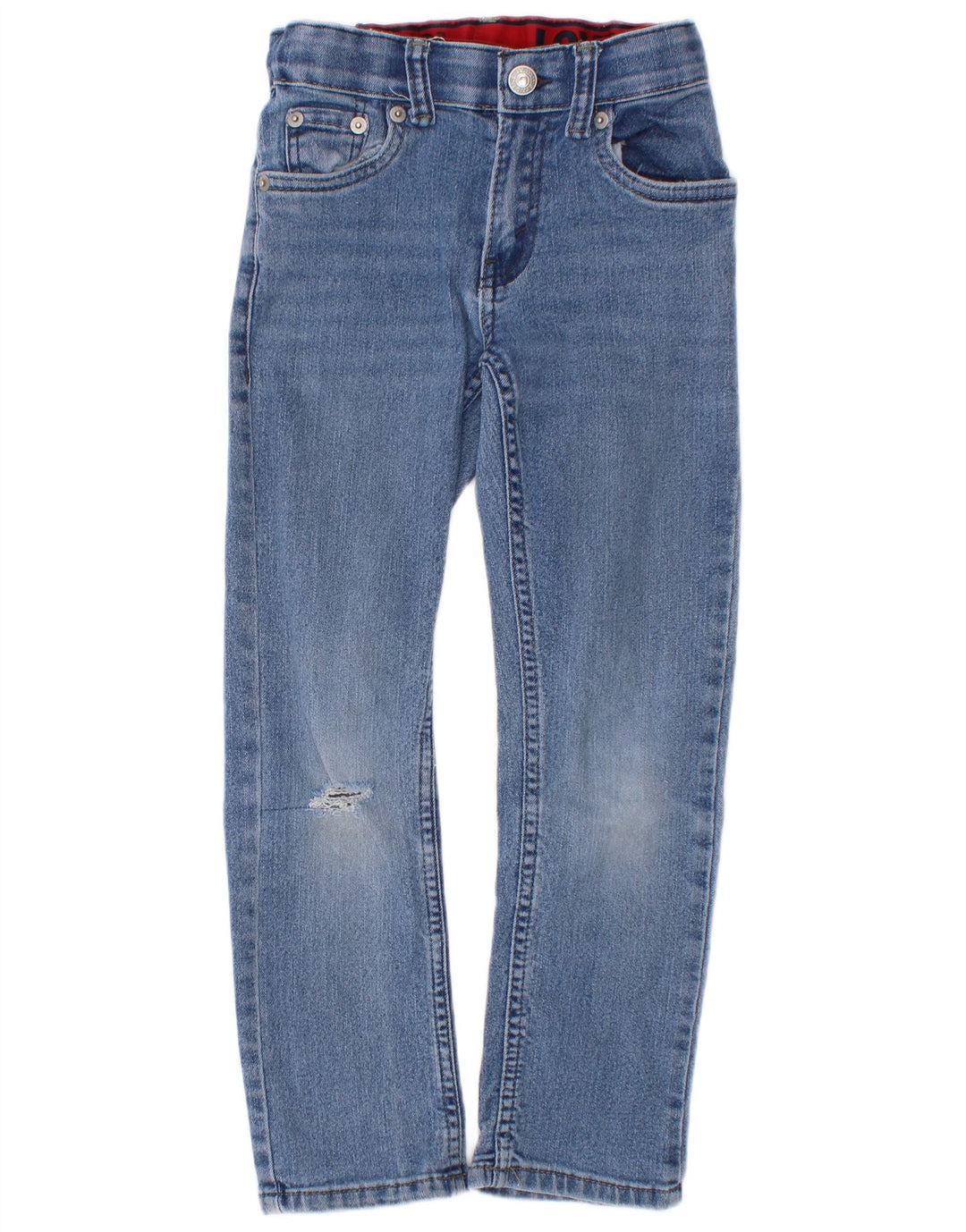 Levi's Boys Distressed Straight Jeans 6-7 ετών W22 L21 Μπλε βαμβακερό