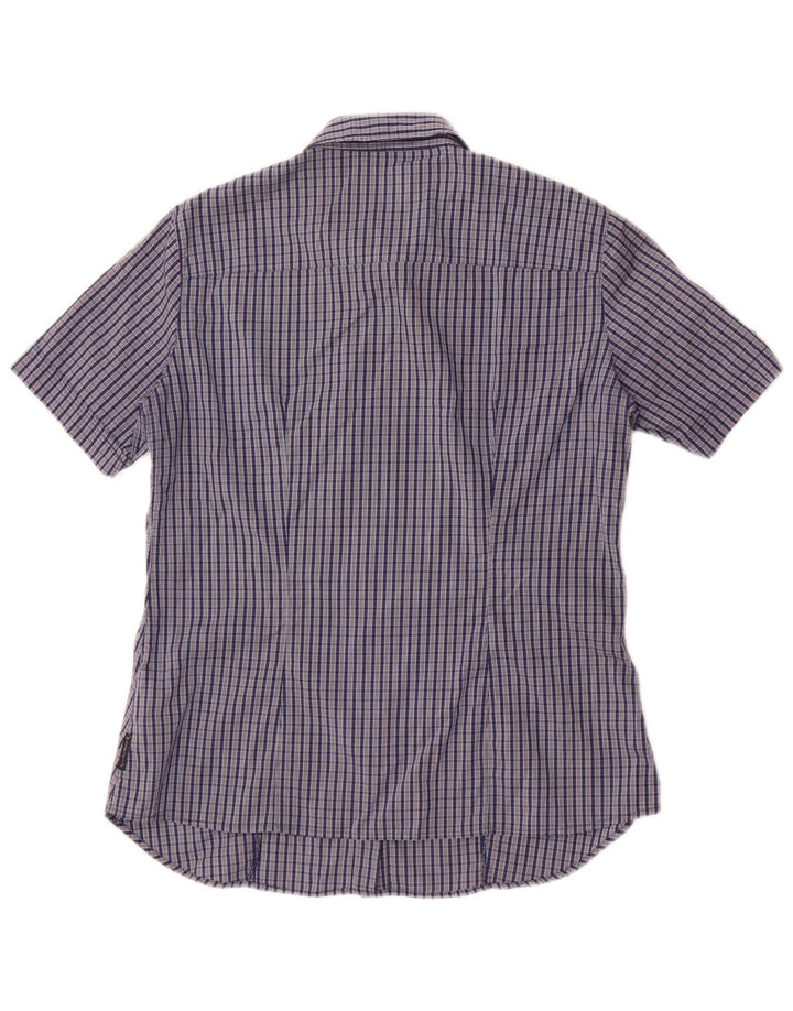 Armani Jeans Γυναικείο κοντομάνικο πουκάμισο US 8 Medium Navy Blue Check Cotton