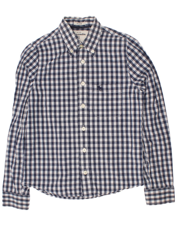 Abercrombie & Fitch Boys Muscle πουκάμισο 10-11 ετών Medium Navy Blue Gingham