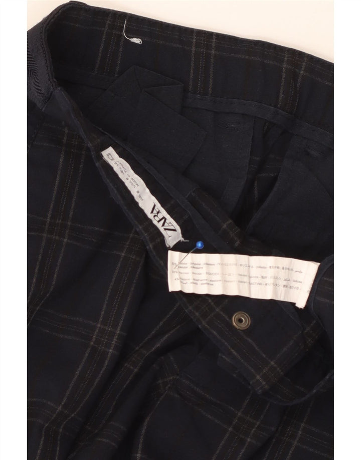 Ανδρικό λεπτό παντελόνι Chino ZARA Small W30 L29 Navy Blue Check Polyester