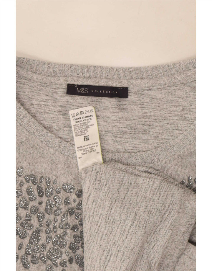 Marks & Spencer Γυναικείο μακρυμάνικο τουνίκ τοπ UK 16 Large Grey Polyester