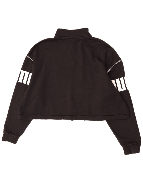 Γυναικεία φούτερ Puma Crop με φερμουάρ με λαιμόκοψη Jumper UK 20 2XL Μαύρο βαμβακερό