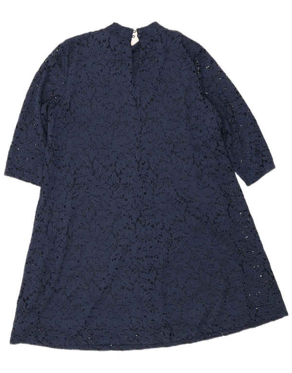 Marks & Spencer Γυναικείο φόρεμα 3/4 με μανίκια A-Line UK 20 2XL Navy Blue Floral