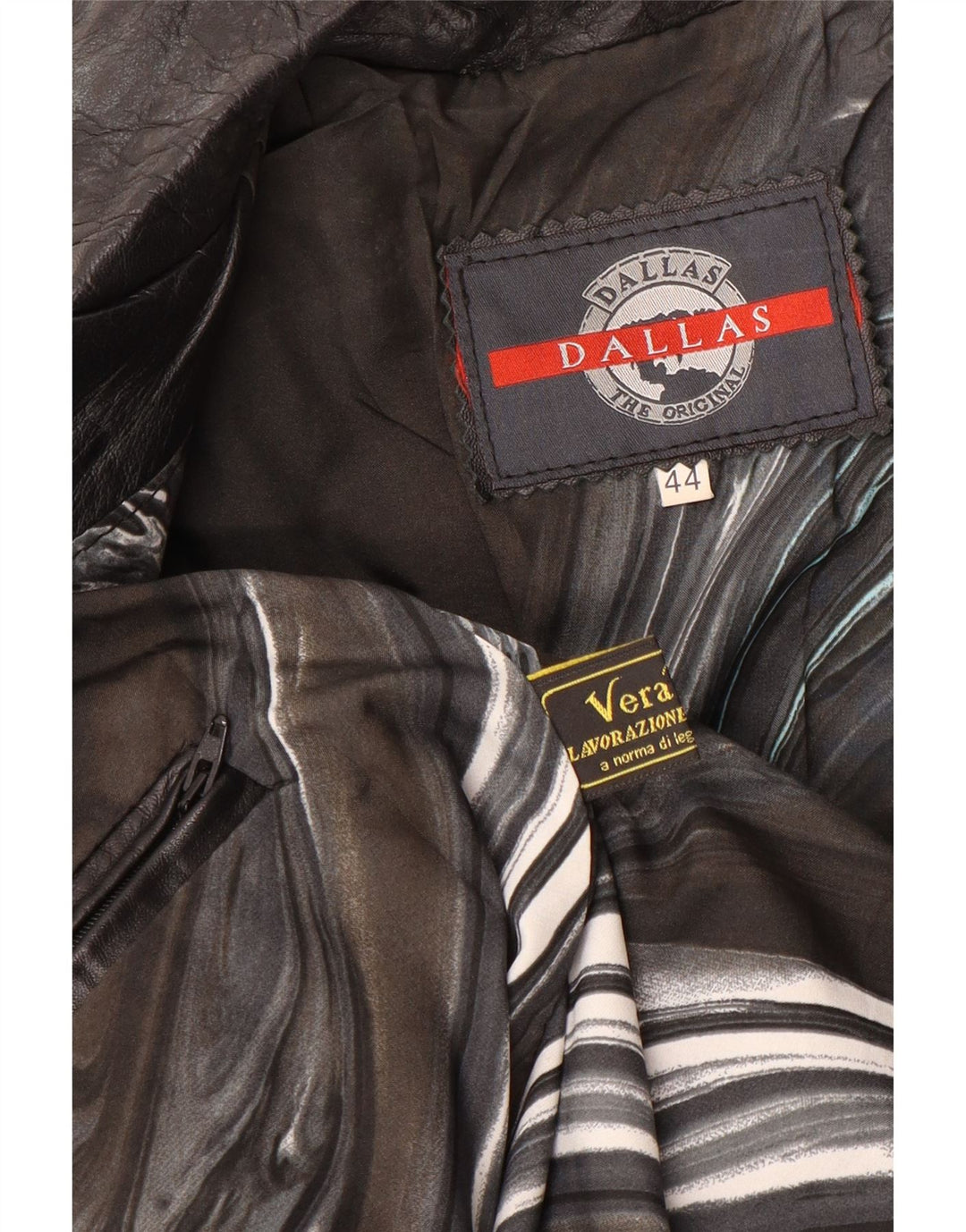 DALLAS Γυναικείο δερμάτινο μπουφάν με φερμουάρ IT 44 Medium μαύρο δέρμα