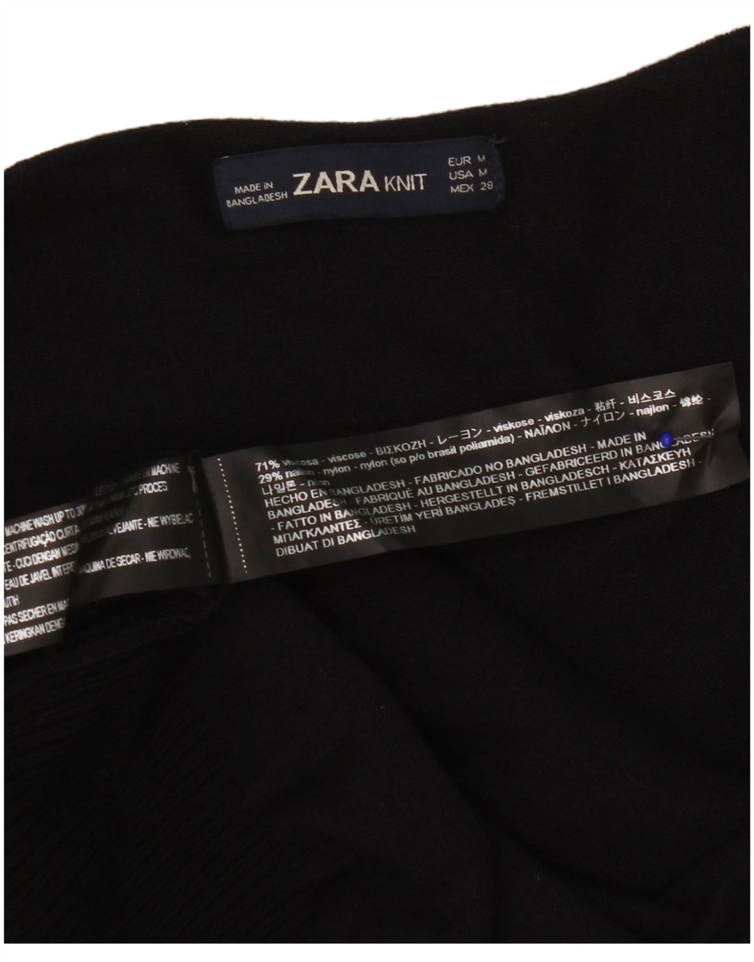 Zara Γυναικείο ανοιχτό πουλόβερ ζακέτα UK 14 μεσαία μαύρη βισκόζη