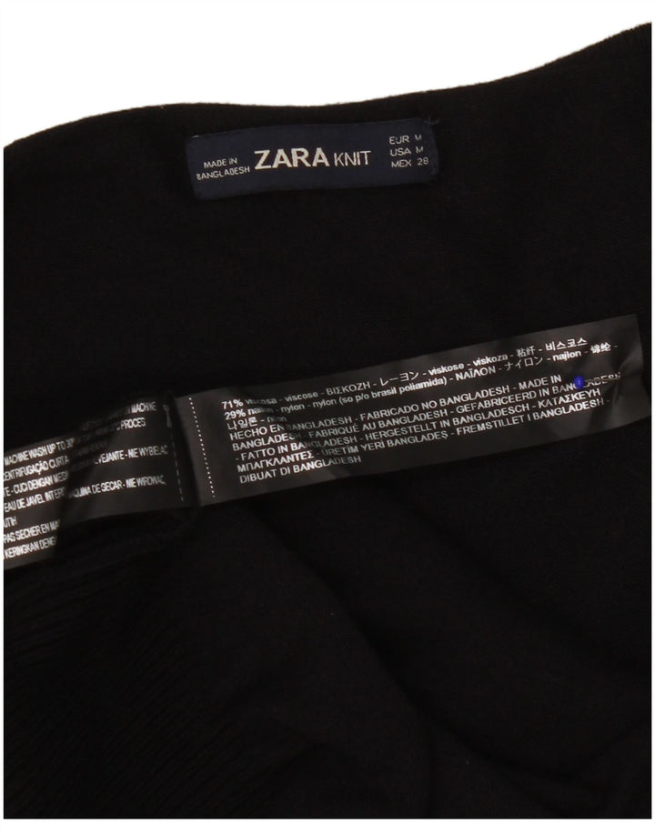 Zara Γυναικείο ανοιχτό πουλόβερ ζακέτα UK 14 μεσαία μαύρη βισκόζη