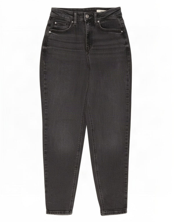 Marks & Spencer Γυναικεία Mom Tapered Jeans UK 8 Small W27 L27 Black Cotton