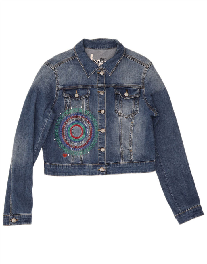 Γυναικείο τζιν μπουφάν Desigual Graphic Crop EU 42 Large Blue Polyester