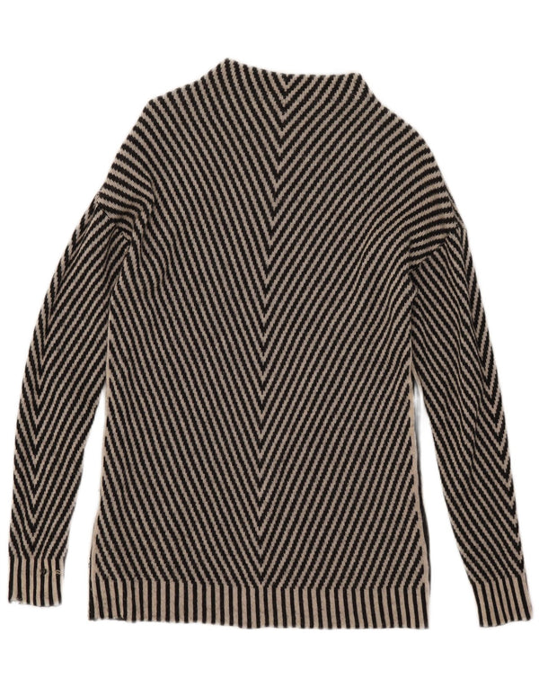 Karen Millen Womens Turtle Neck Jumper Sweater UK 14 Medium Black Geometric