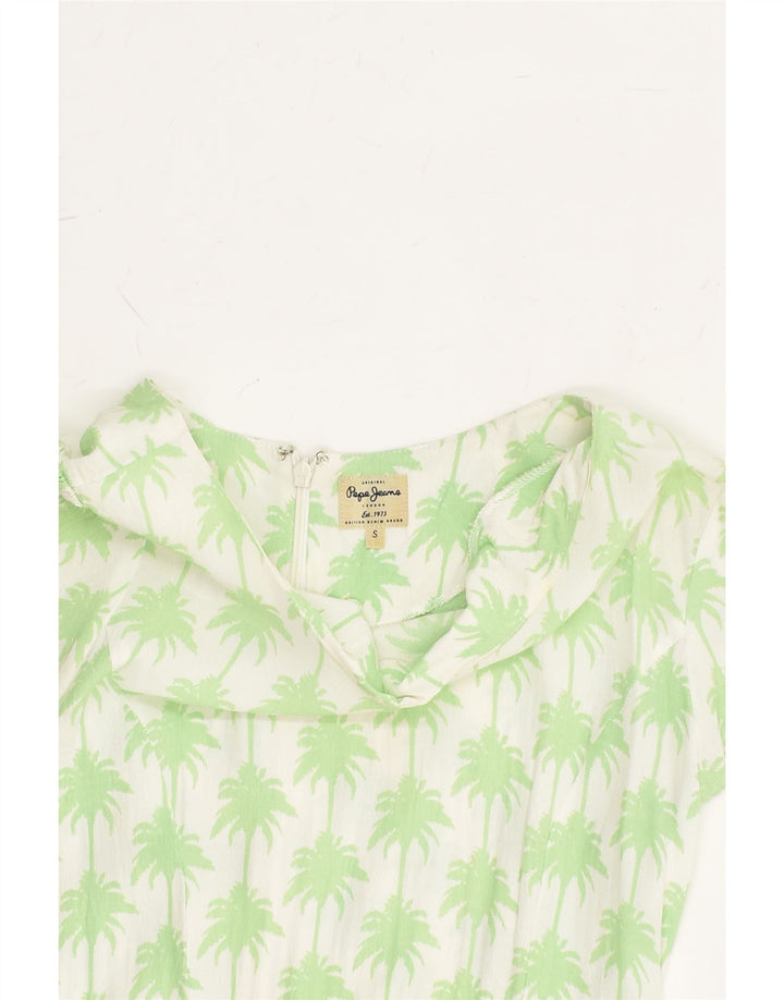 PEPE JEANS Womens A-Line Dress UK 10 Small White Floral Viscose Hawaiian | Vintage PEPE Jeans | Thrift | Second-Hand PEPE Jeans | Used Clothing | Messina Hembry 