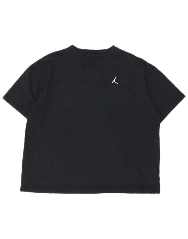 Jordan Γυναικείο T-Shirt Top UK 16 μεγάλο μαύρο βαμβακερό