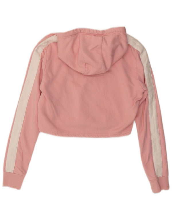 Ellesse Γυναικείο Crop Graphic Hoodie Jumper UK 10 Small Pink Colourblock