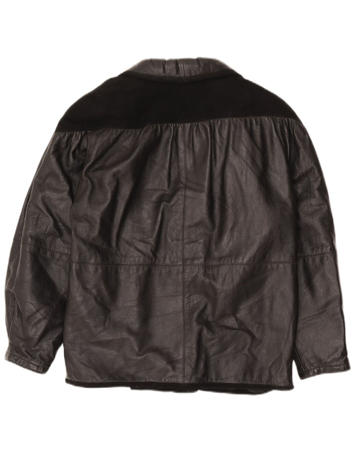 Vintage Γυναικείο Δερμάτινο Μπουφάν UK 18 XL Μαύρο Δερμάτινο