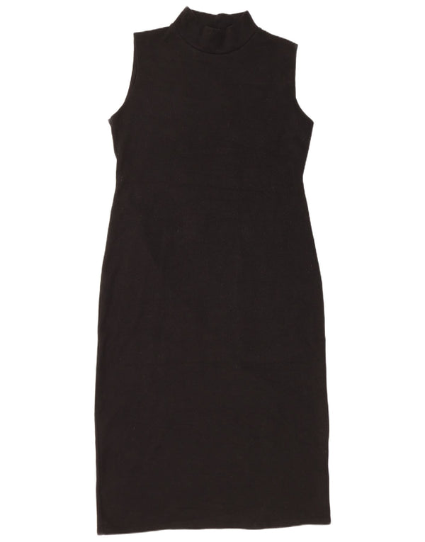 Zara Γυναικείο Αμάνικο Jumper Φόρεμα UK 16 μεγάλο μαύρο βαμβακερό