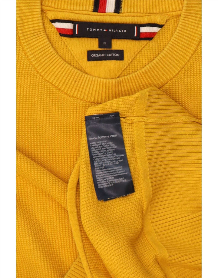 Ανδρικό πουλόβερ με λαιμόκοψη Tommy Hilfiger, μεσαίο κίτρινο βαμβακερό