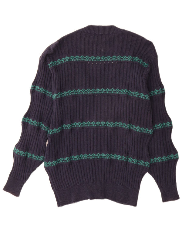 Ρεπορτάζ Ανδρική ζακέτα πουλόβερ IT 48 Medium Navy Blue Fair Isle Cotton