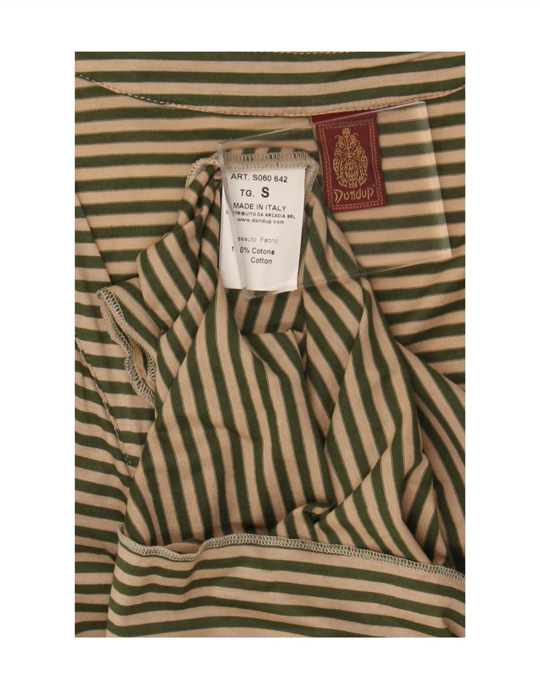 Dondup γυναικεία μπλούζα με γραβάτα μπλούζα τοπ UK 10 μικρά μπεζ ριγέ βαμβακερά