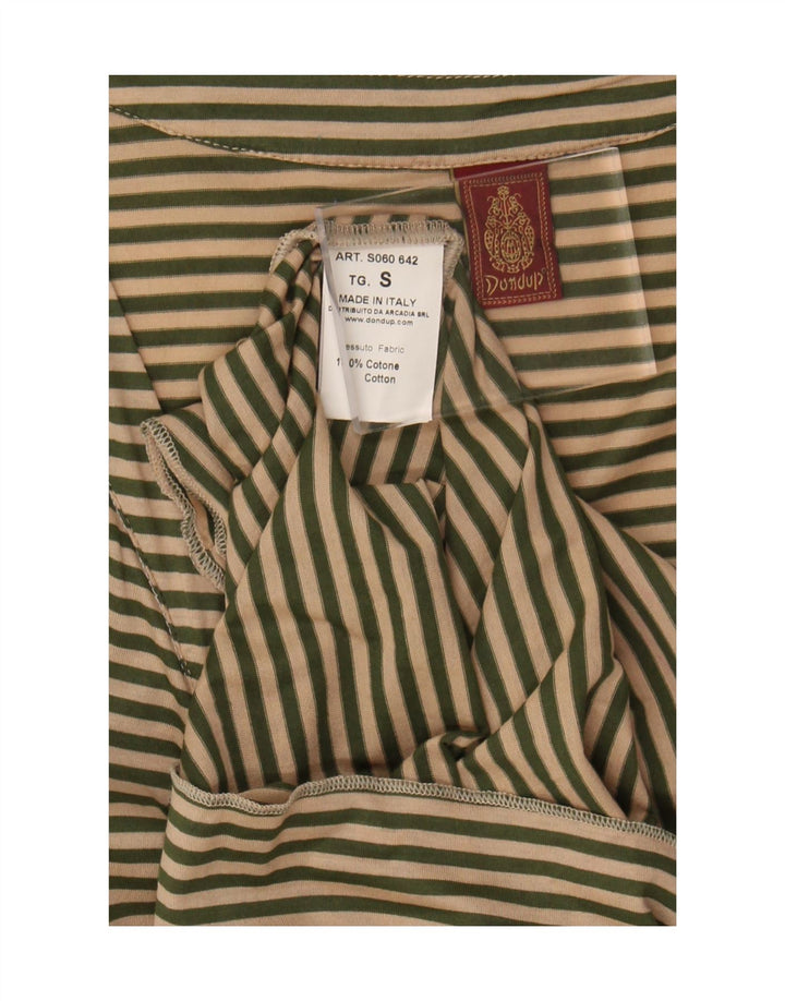 Dondup γυναικεία μπλούζα με γραβάτα μπλούζα τοπ UK 10 μικρά μπεζ ριγέ βαμβακερά