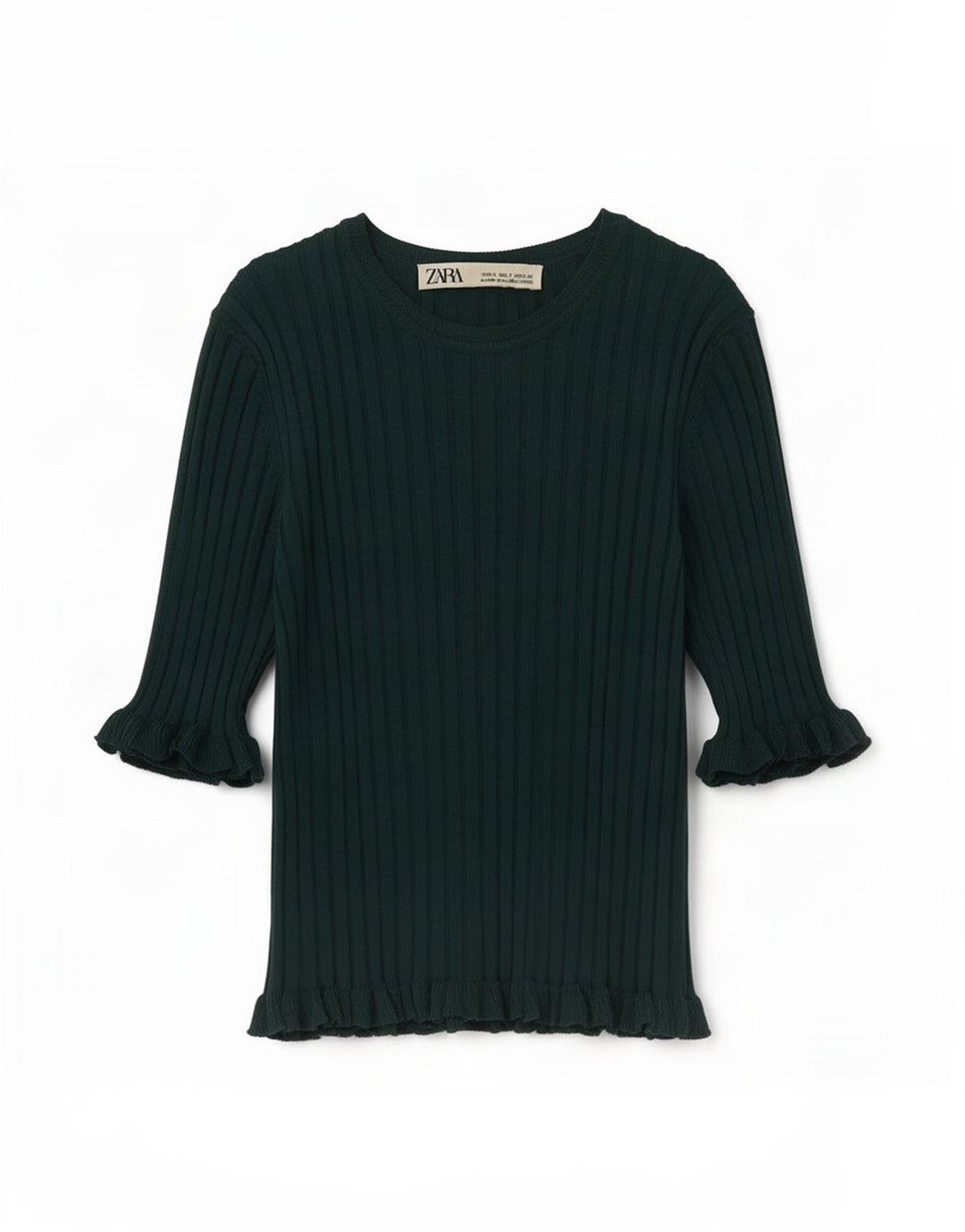 Zara Γυναικεία Μπλούζα Crop Top UK 8 Μικρή Πράσινη Βισκόζη
