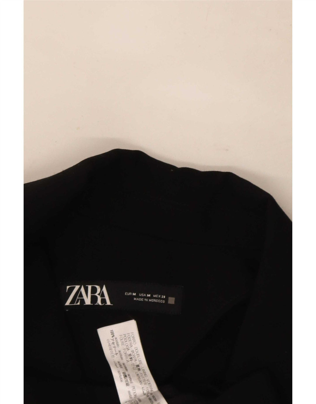 Zara Γυναικείο Μπουφάν Blazer με διπλό στήθος Crop UK 14 Medium Black Acetate