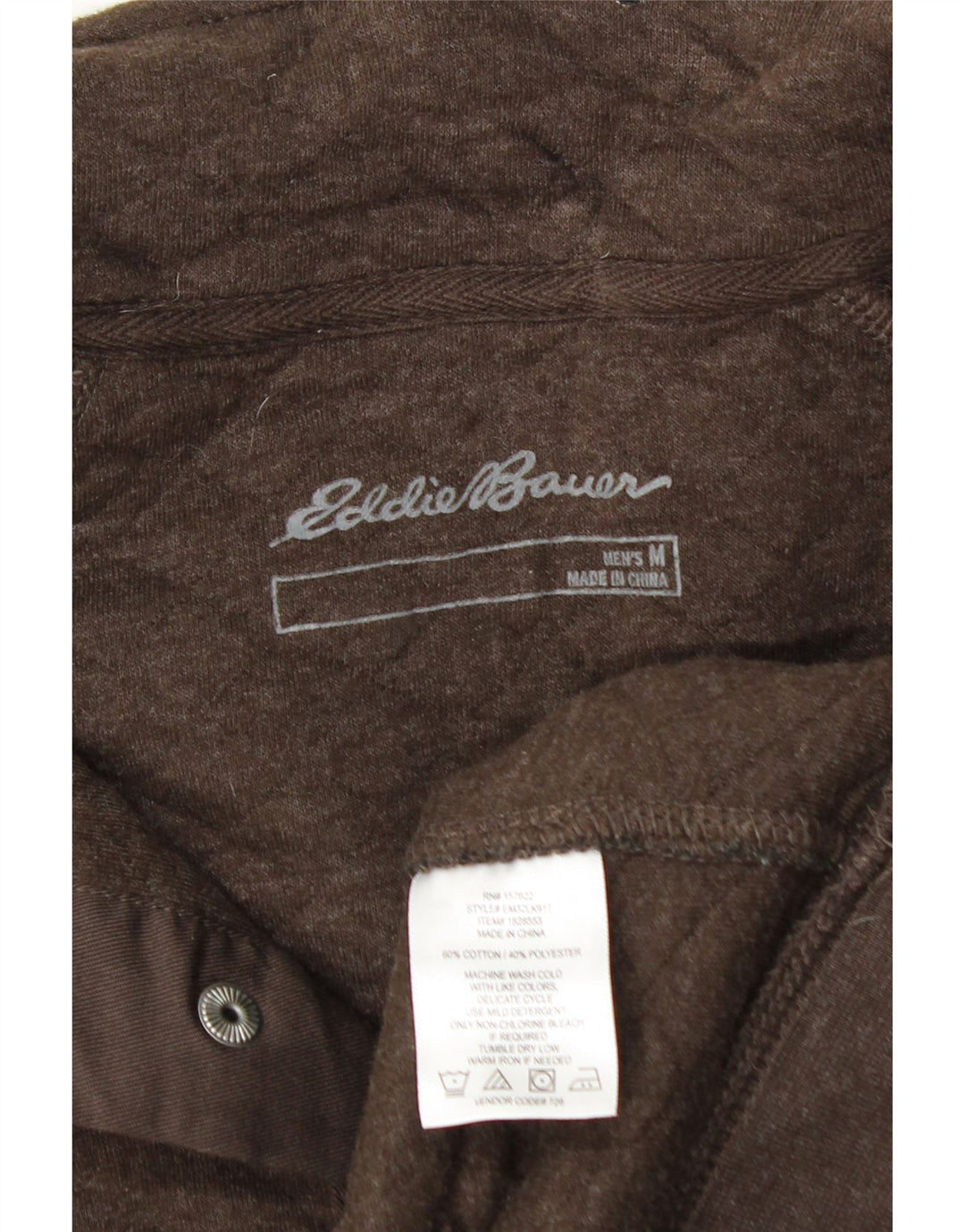 EDDIE BAUER Ανδρικό φούτερ με λαιμό με κουμπιά, μεσαίο καφέ βαμβακερό