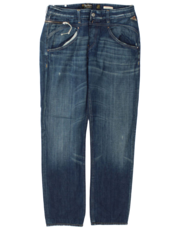 Replay Womens Distressed Straight Jeans W31 L34 Blue Cotton