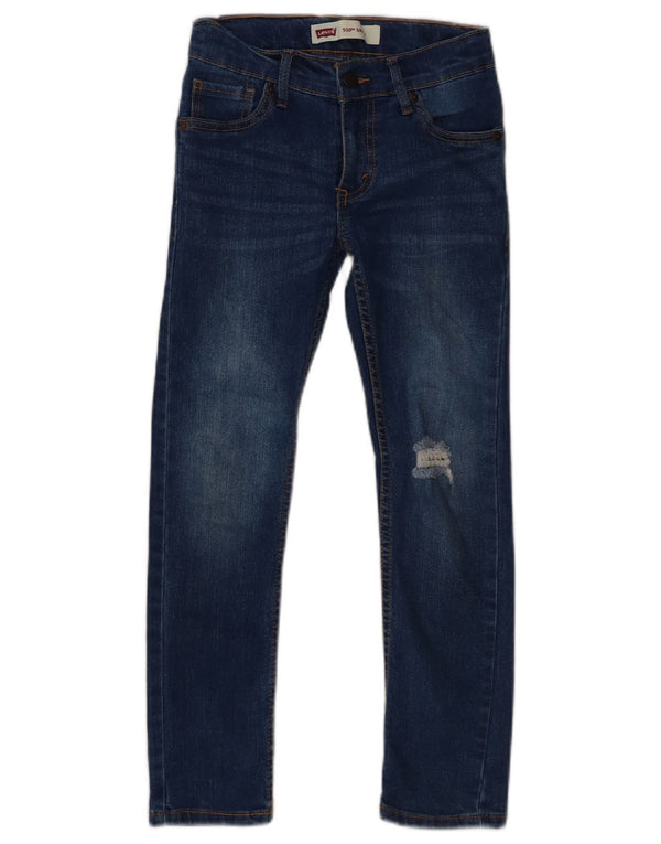 Levi's Boys 510 Distressed Skinny Jeans 7-8 ετών W24 L22 Blue Cotton