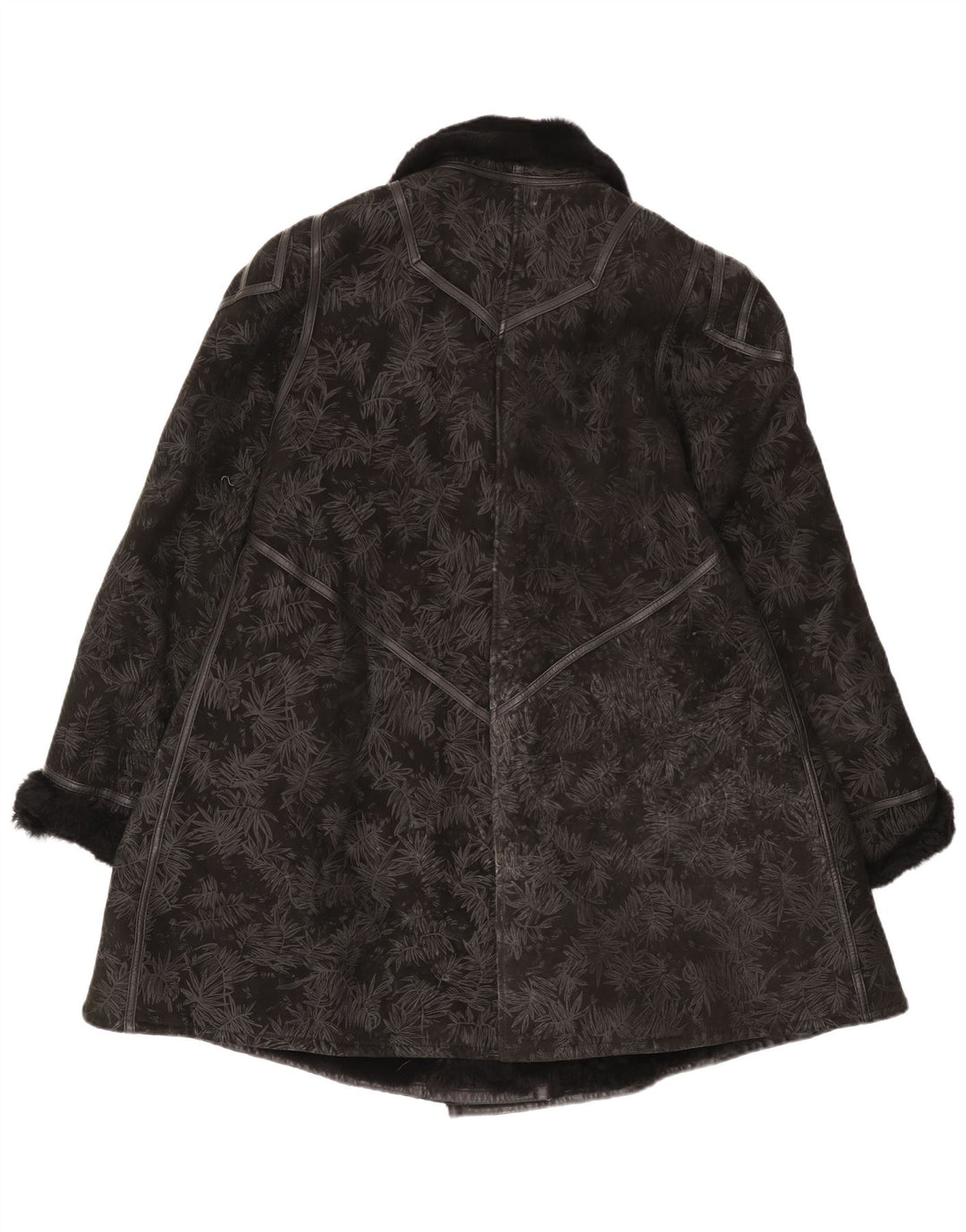 Vintage Γυναικείο Παλτό Shearling IT 44 Medium Black Floral Shearling