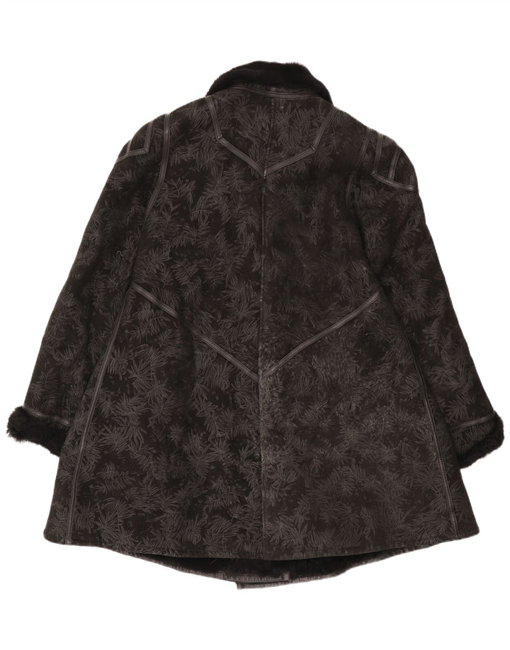 Vintage Γυναικείο Παλτό Shearling IT 44 Medium Black Floral Shearling