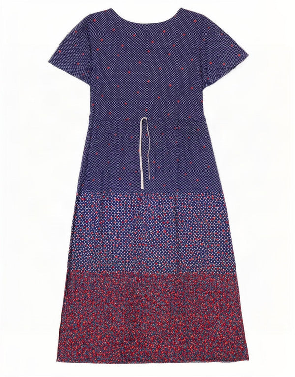Vintage γυναικείο μάξι φόρεμα UK 10 Small Blue Floral Βαμβακερό