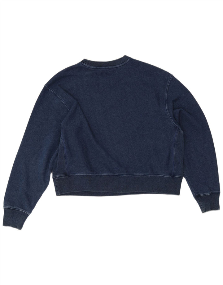 Champion Womens Crop Oversized Φούτερ Jumper UK 14 Medium Navy Blue