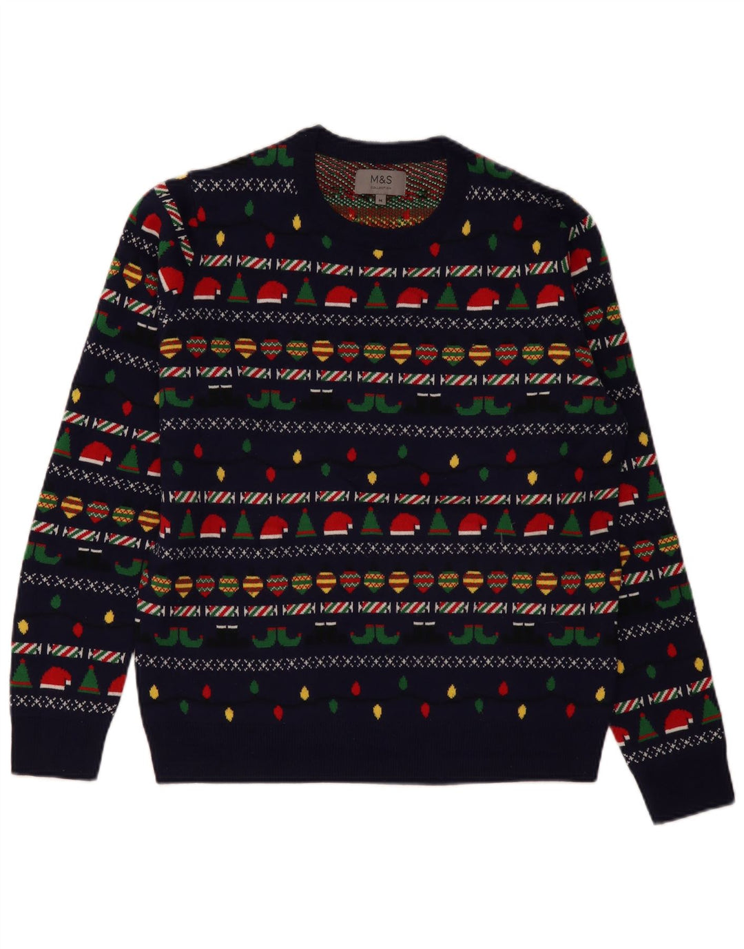 Ανδρικό πουλόβερ Marks & Spencer Crew Neck Jumper Medium Navy Blue Christmas