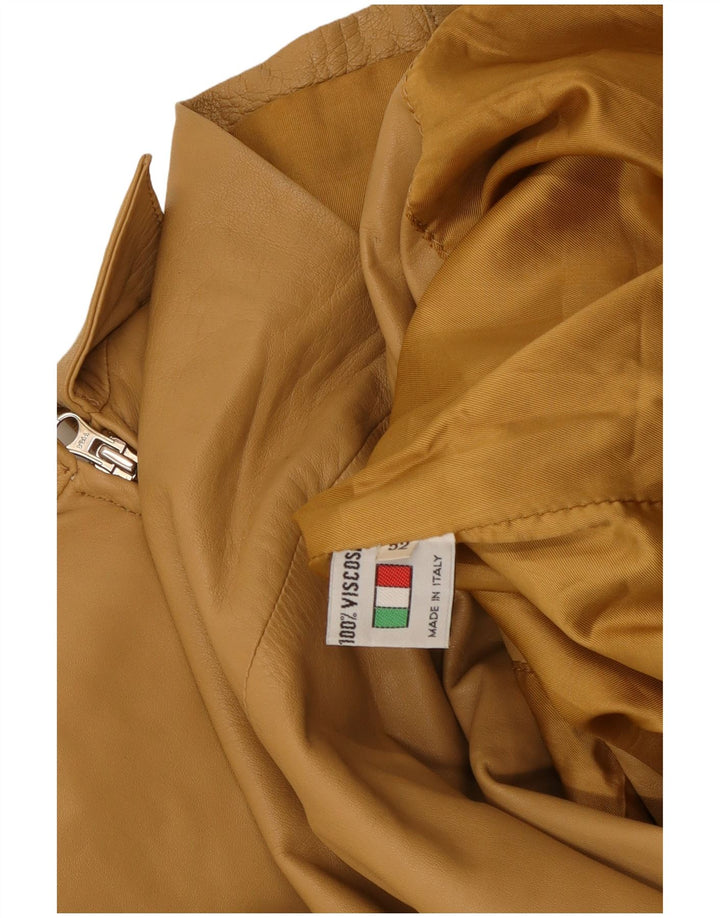 VINTAGE Γυναικείο Δερμάτινο Μπουφάν IT 52 2XL Μπεζ Δερμάτινο
