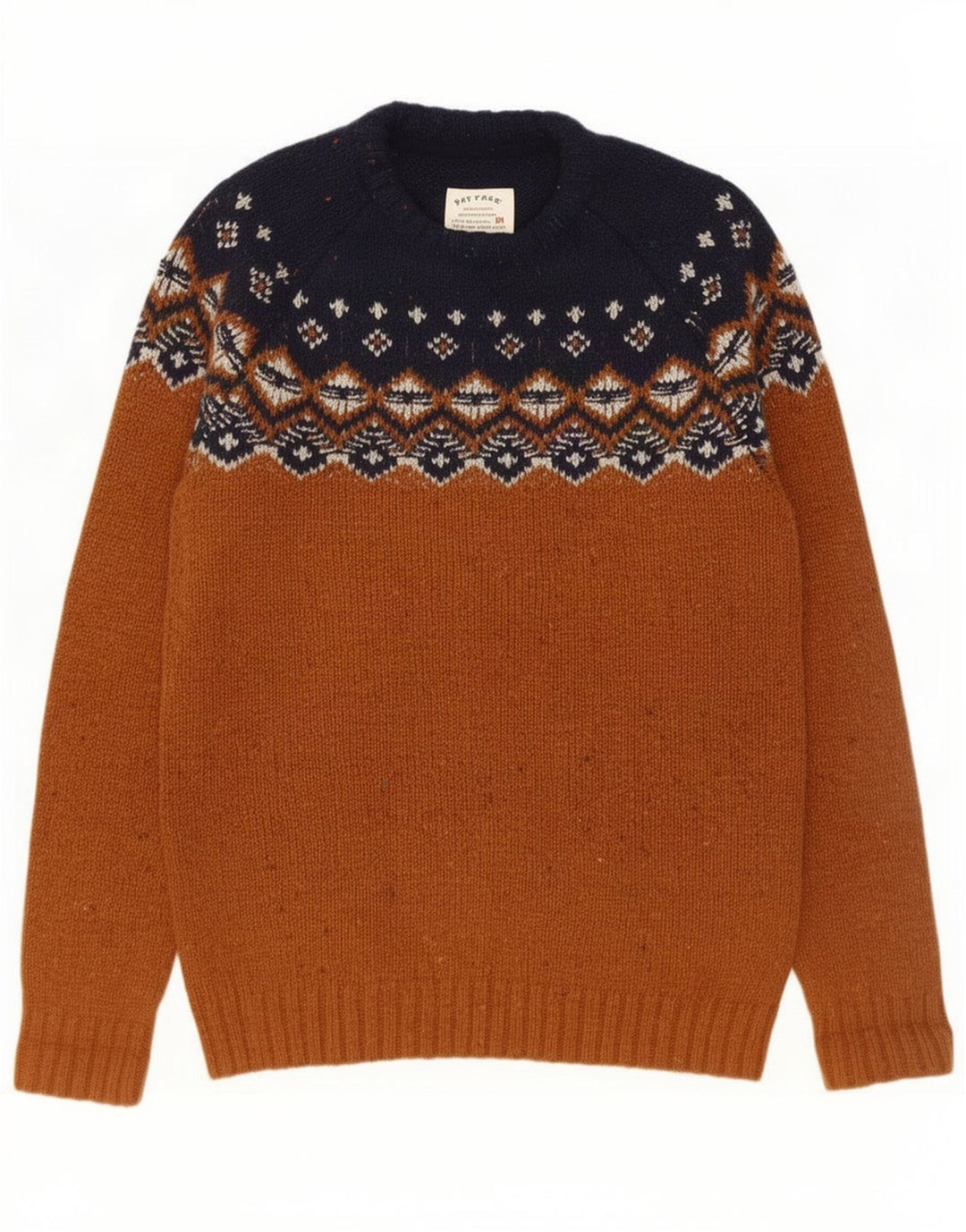 Ανδρικό πουλόβερ με λαιμόκοψη Fat Face Μικρό Καφέ Fair Isle Wool