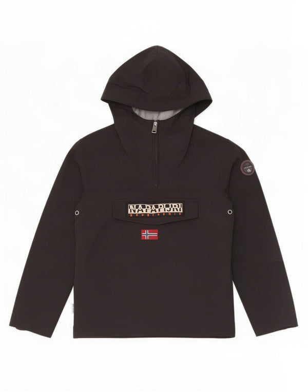 Napapijri Boys Graphic Hooded Anorak Jacket 9-10 Years Black Nylon