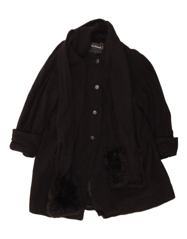 Louis Feraud Γυναικείο Πανωφόρι UK 14 Large Black Virgin Wool Classic