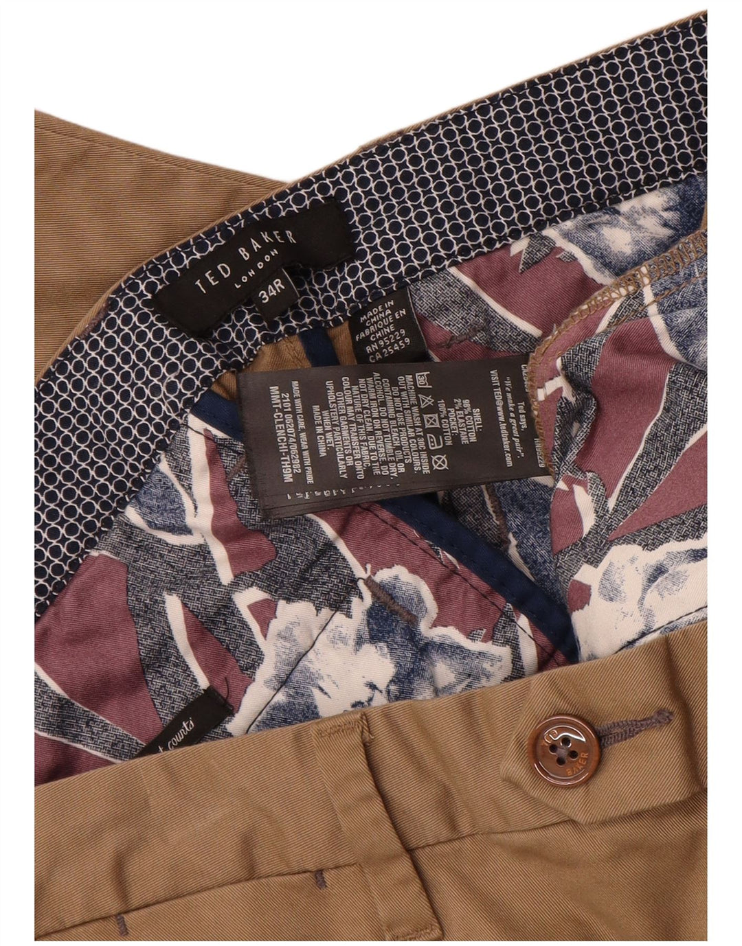 TED BAKER Ανδρικό ίσιο παντελόνι W34 L27 Καφέ Βαμβακερό