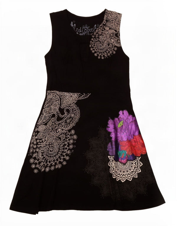 Desigual Γυναικείο Αμάνικο Φόρεμα UK 12 Large Black Paisley