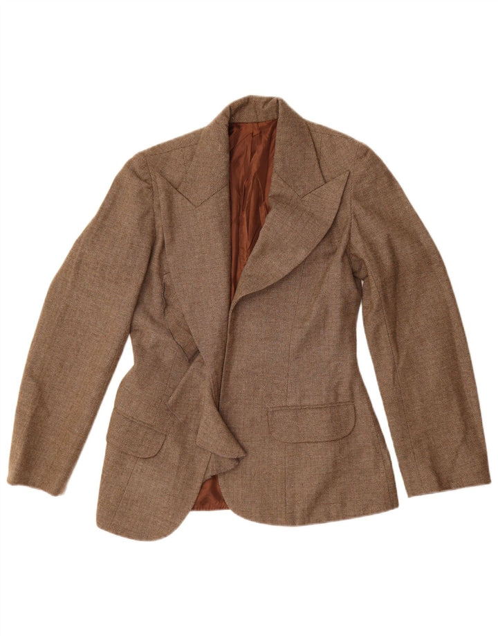 Vintage Γυναικείο Open Blazer Jacket UK 8 Small Brown