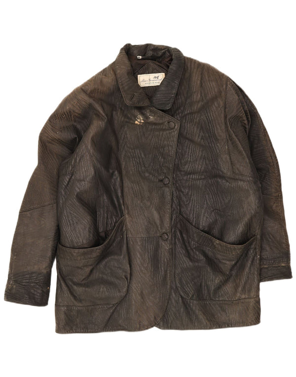 Vintage Γυναικείο Δερμάτινο Μπουφάν UK 18 XL Μαύρο