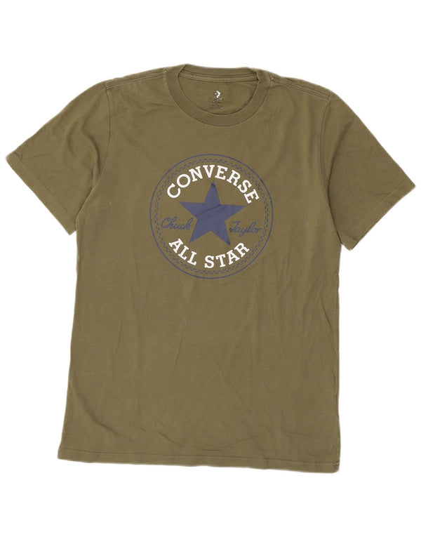 Ανδρικό γραφικό T-Shirt Converse Top Μικρό Χακί Βαμβακερό