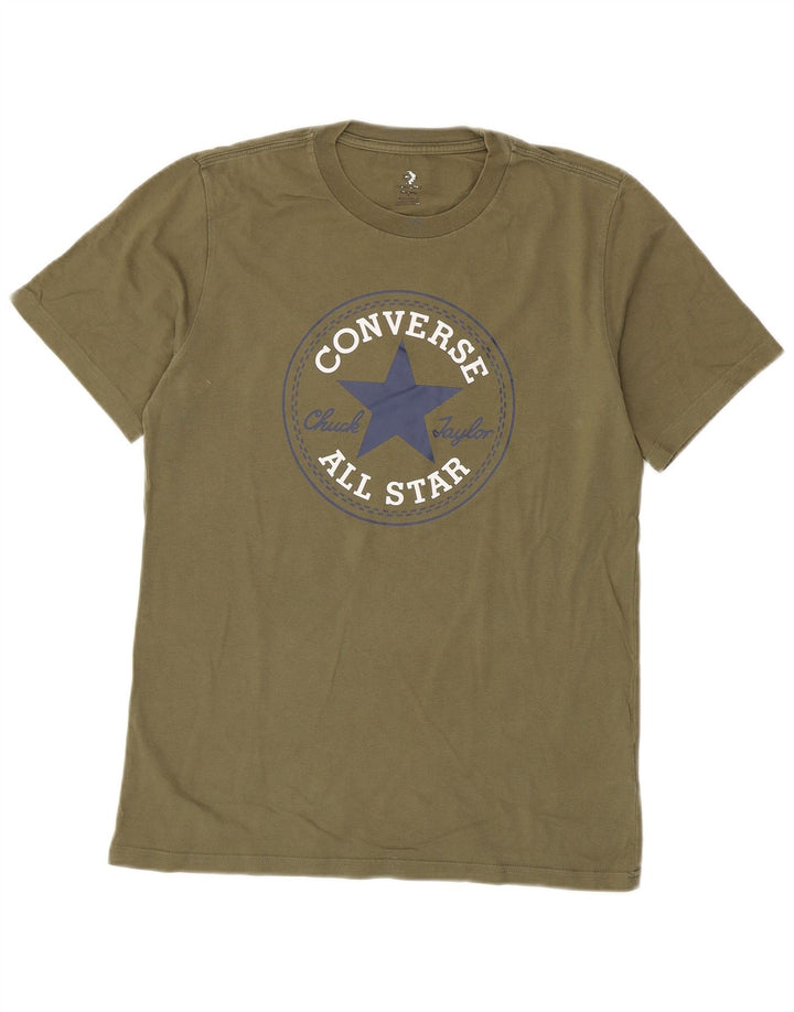 Ανδρικό γραφικό T-Shirt Converse Top Μικρό Χακί Βαμβακερό